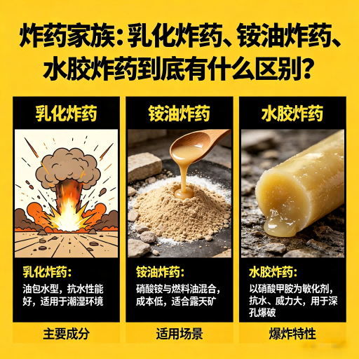 永登炸药家族：乳化炸药、铵油炸药、水胶炸药到底有什么区别？